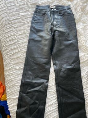 Agolde Black Faux Leather Straight Men’s Jeans
